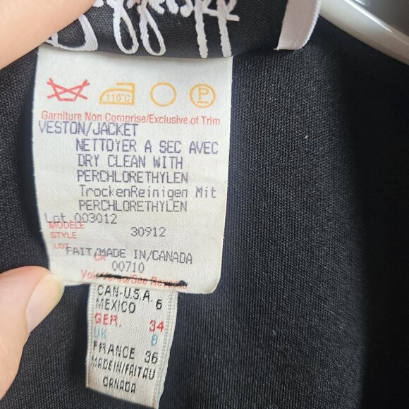 Vintage Joseph Ribkoff Trends Black Laser Cut Embellished Cotton Jacket Size 6 - Picture 15 of 16